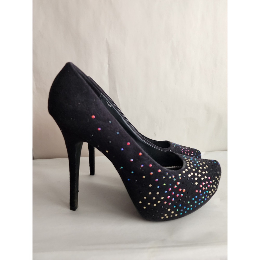 Drash Size 11 Black Rhinestone Platform Stiletto Heels Sparkle Party Pumps